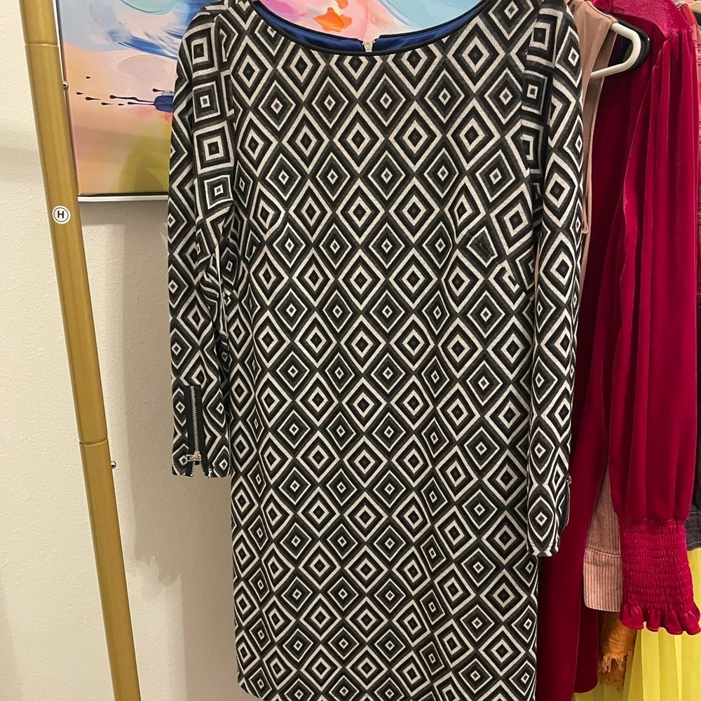 New Directions Black and White Diamond Dress classy event formal
